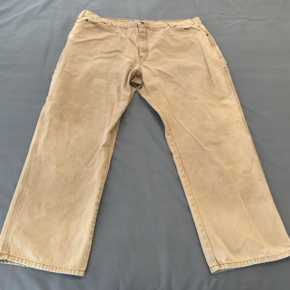 Dickies Carpenter Pants Mens 42x30 Beige Canvas Relaxed‎ Straight Leg Workwear